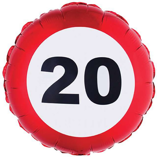 20 år traffic sign folieballong