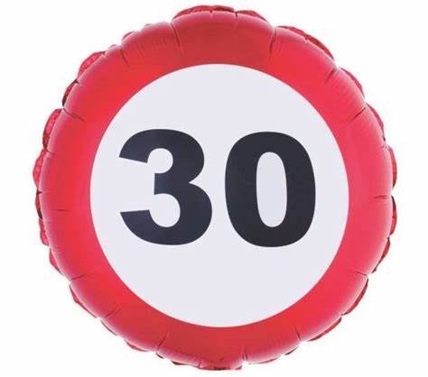 30 år traffic sign folieballong