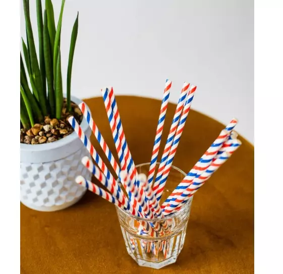 Papirsugerør rød/hvit/blå 20pk