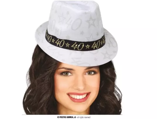 40 år gangsterhatt hvit