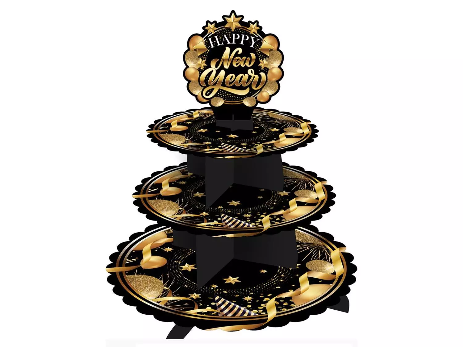 Nyttårs kakefat i papp 3 etasjer