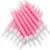 Glitter Kakelys lys rosa 12pk med holdere