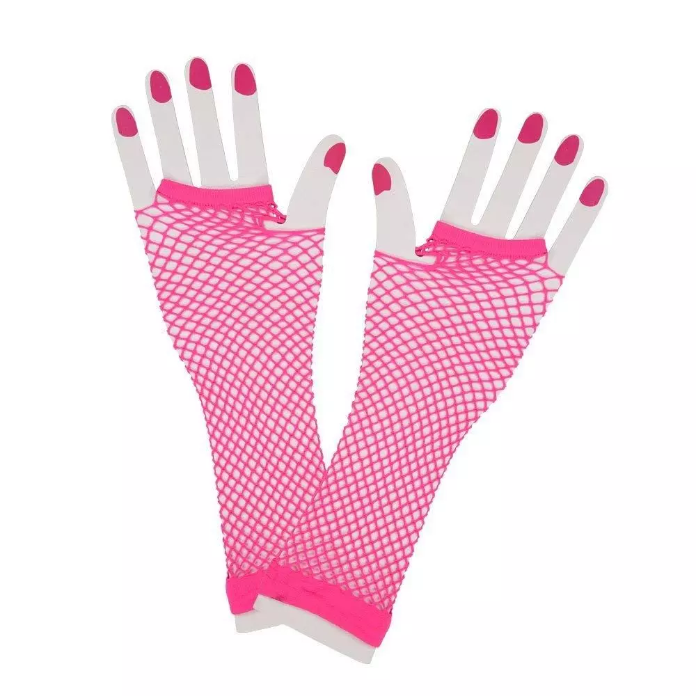 80s fingerløse nettinghansker neon rosa