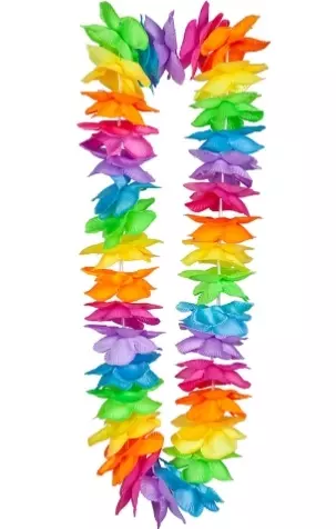 Deluxe satin hawaiikrans rainbow flowers