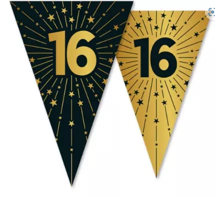 Flaggbanner 16 år golden celebrations 10 meter