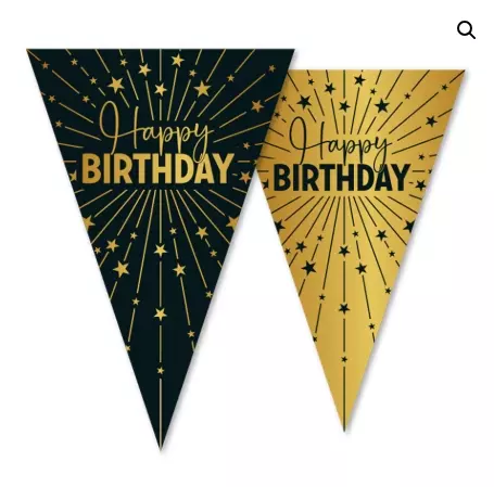 Flaggbanner Happy birthday golden celebrations 10 meter