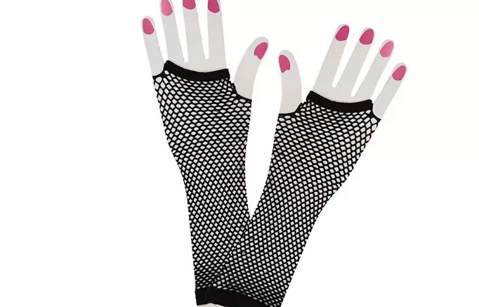80s fingerløse nettinghansker svarte