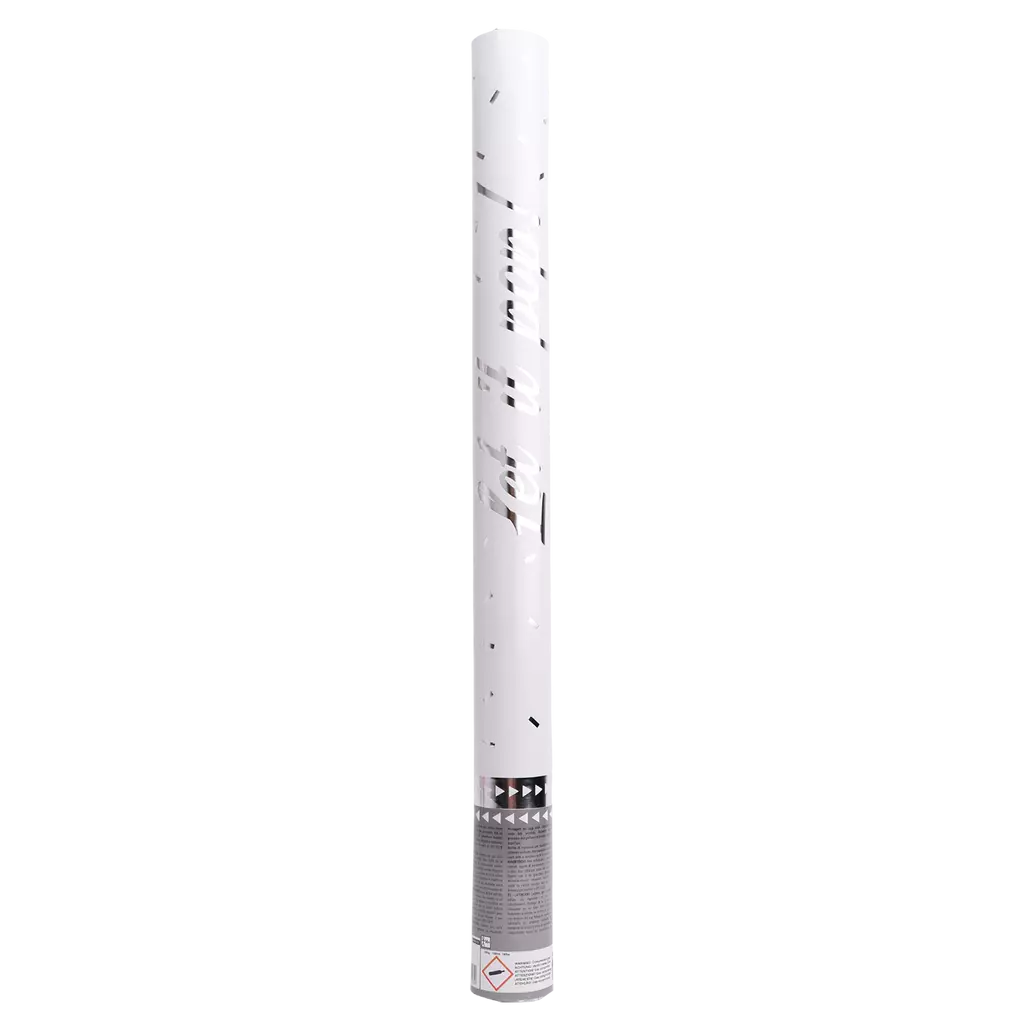 Konfettikanon firkantet sølvfolie 60cm