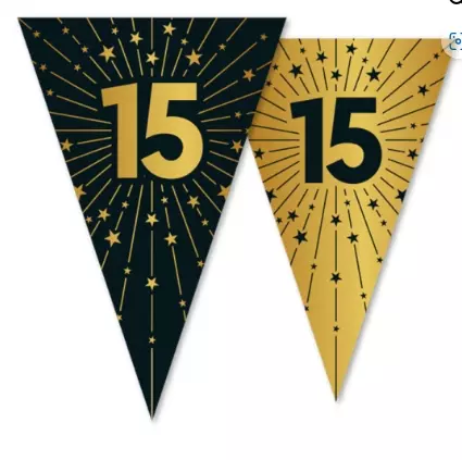 Flaggbanner 15 år golden celebrations 10 meter