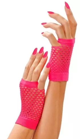 80s Korte nettinghansker neon rosa