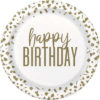 Confetti Gold Birthday fat 23cm 8pk