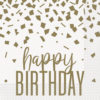 Confetti Gold Birthday servietter 16pk