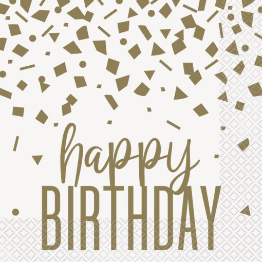 Confetti Gold Birthday servietter 16pk