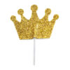 Glitter Prinsessekrone Cupcake-topp Gull 12pk