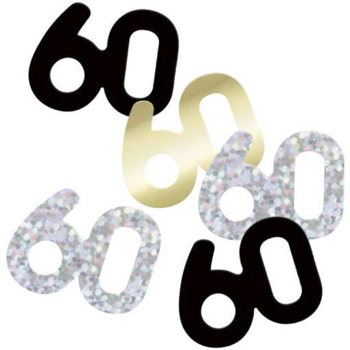 Konfetti Sort & Sølv Glitz 60 år
