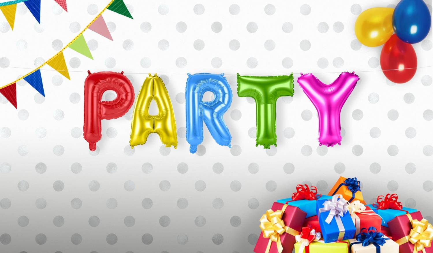 Ballong-ord PARTY (36cm høy)