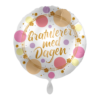 Folieballong Gratulerer med dagen - Rosa/Gull prikker