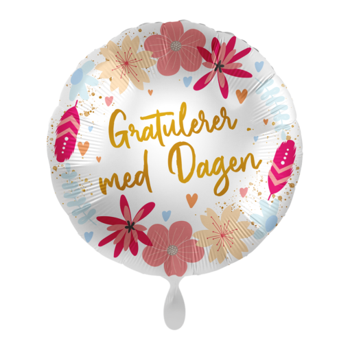Folieballong Gratulerer med dagen - Blomster