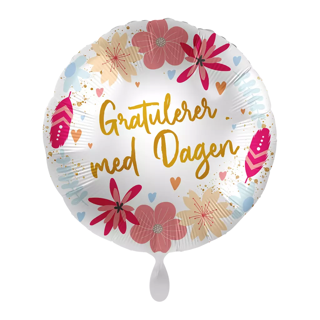 Folieballong Gratulerer med dagen - Blomster