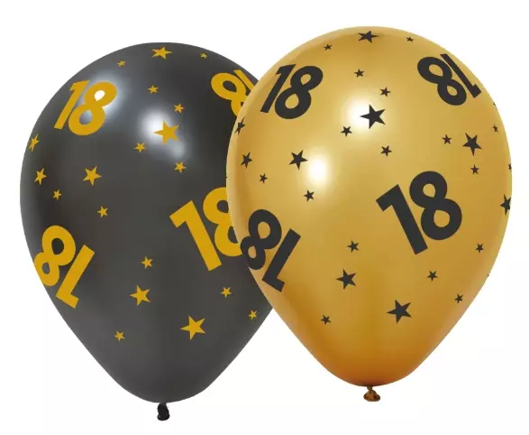 18 år Golden celebrations ballonger 6pk