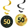 «50» swirls decoration golden celebration 4pk