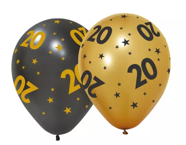 20 år Golden celebrations ballonger 6pk