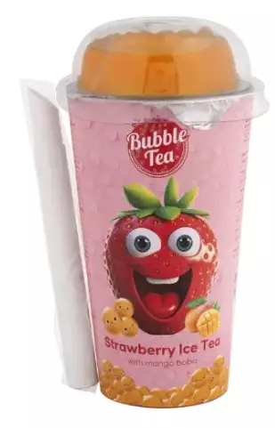 BUBBLE TEA STRAWBERRY ICE TEA WITH MANGO FLAVOURED BOBA 350ml (Import)