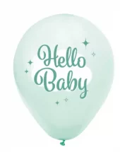 Hello baby lysegrønne ballonger 8 pk