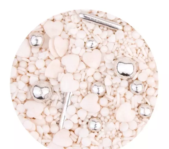 Kakestrø Romantisk Hvit m/ sølv 85g