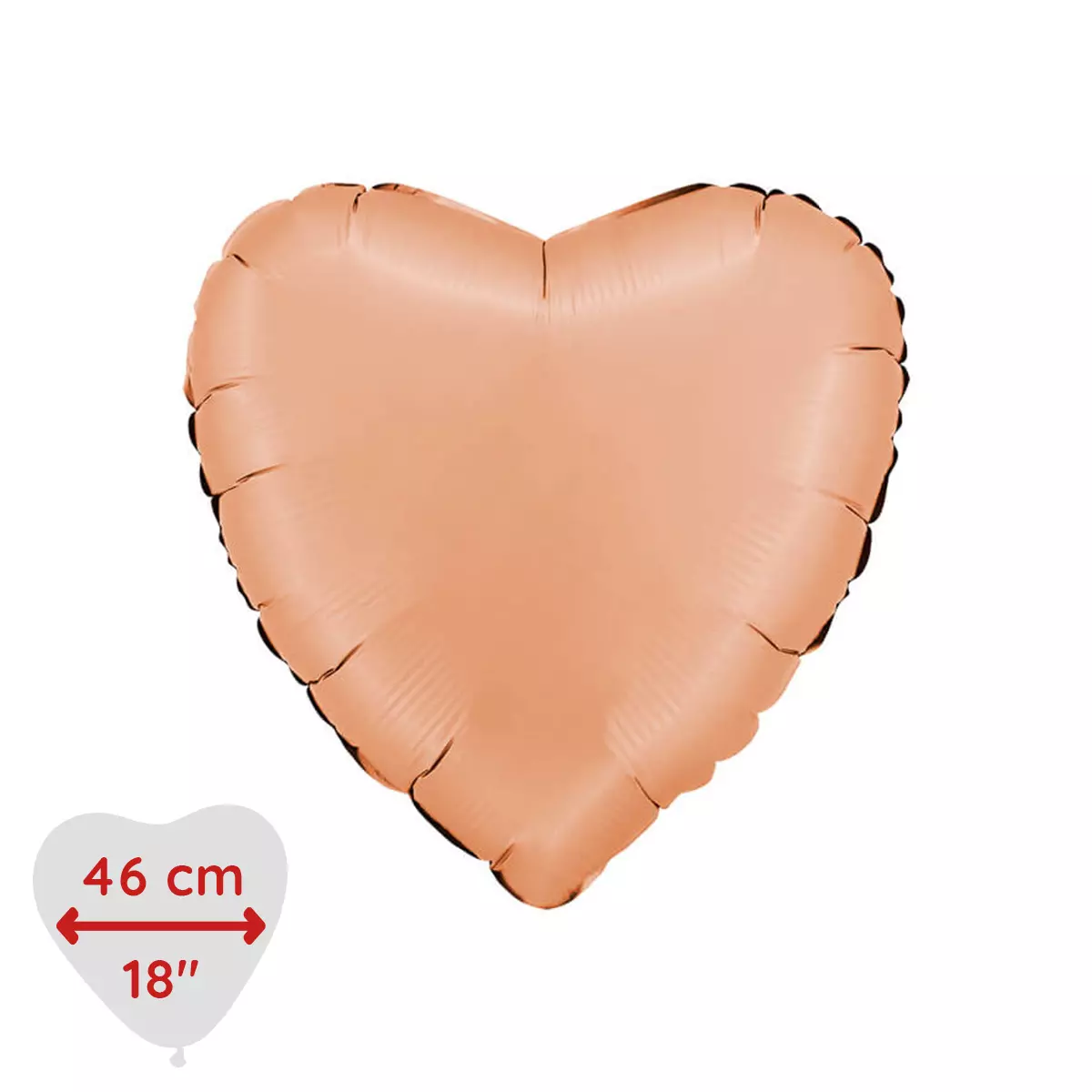 Hjerte folieballong Satin Peach 46 cm