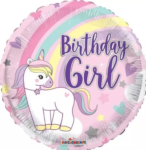 Folieballong Eco Birthday Girl Unicorn 18inch