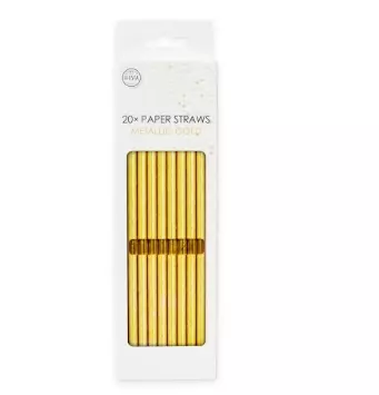 Sugerør metallic gull 20 pk