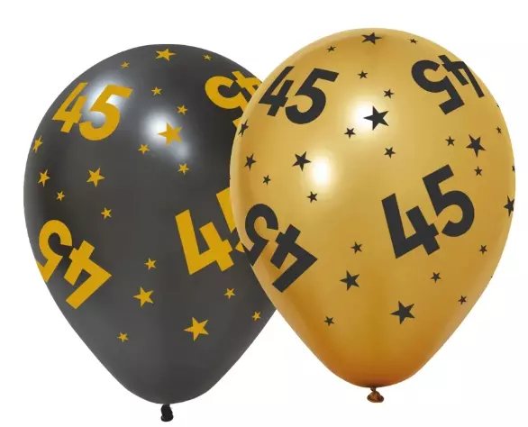 45 år Golden celebrations ballonger 6pk