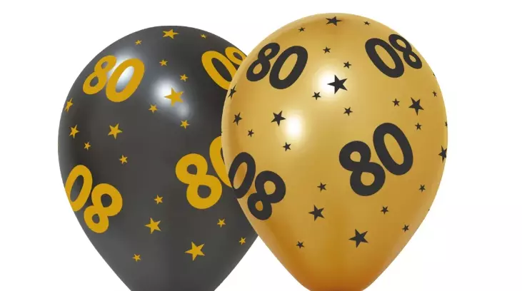 80 år Golden celebrations ballonger 6pk