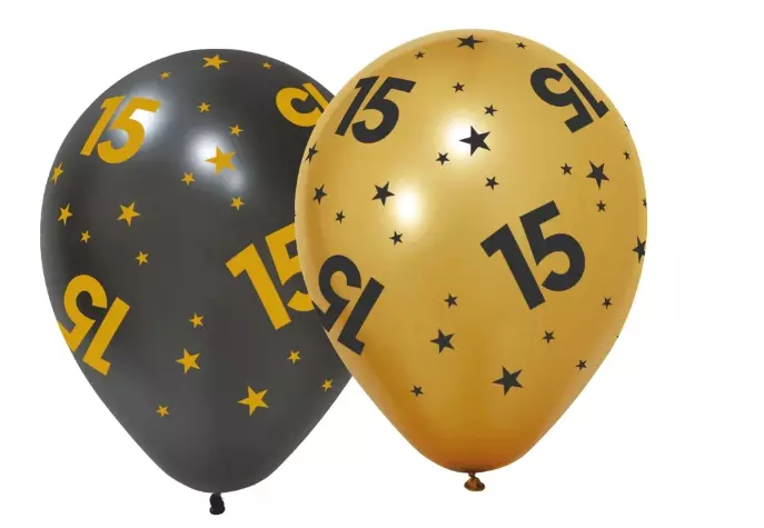 15 år Golden celebrations ballonger 6pk