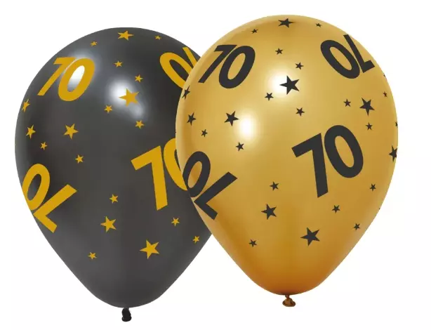 70 år Golden celebrations ballonger 6pk