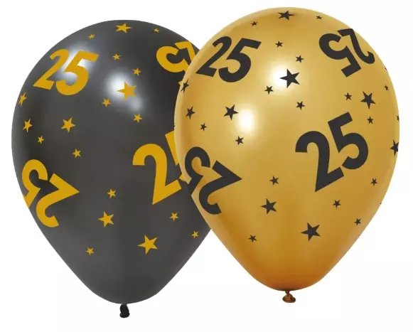 25 år Golden celebrations ballonger 6pk