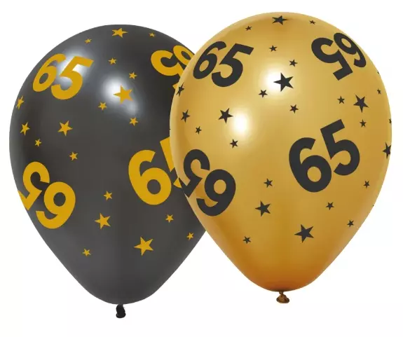 65 år Golden celebrations ballonger 6pk