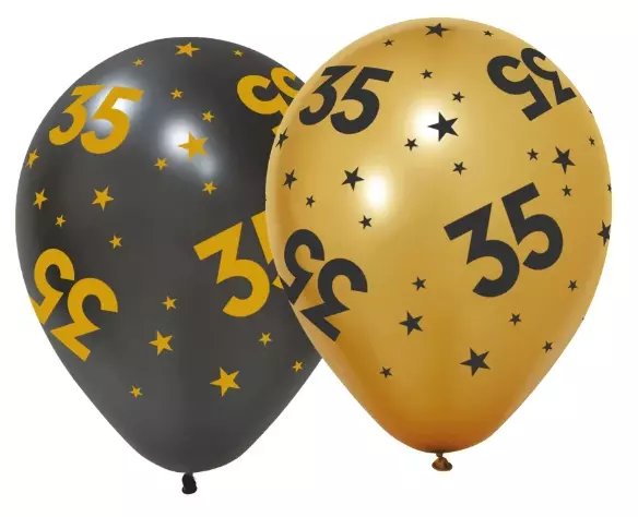 35 år Golden celebrations ballonger 6pk