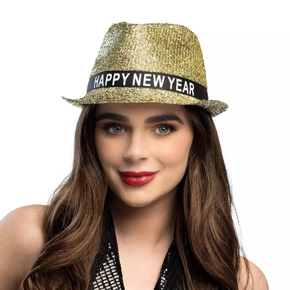 Trilby hatt gull – Happy New Year