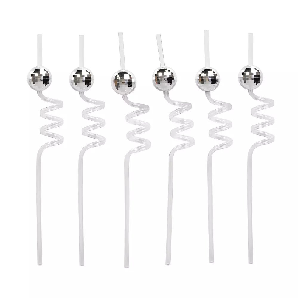 Discoball gjenbrukbare sugerør 6pk