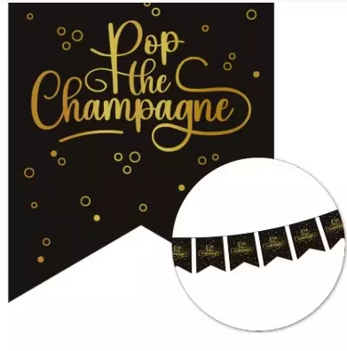 Golden celebration pop the champagne banner 6 meter