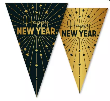 Golden celebration Happy new year flaggbanner 10 m