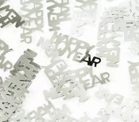 Bordkonfetti Happy new year sølv