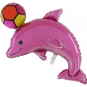 Folie rosa delfin med ball 75cm