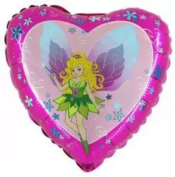 Folie hjerte med fe 46cm