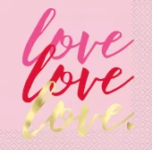 Drikkeservietter Elegant Valentine "Love Love Love" 16pk