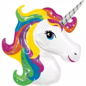 Rainbow Unicorn hode folieballong 83cm
