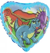 Folie hjerte Dinosaurer 46cm