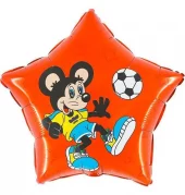 Folie stjerne rød, mus som spiller fotball 46cm